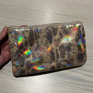 NWT Tan/silver snakeskin print purse